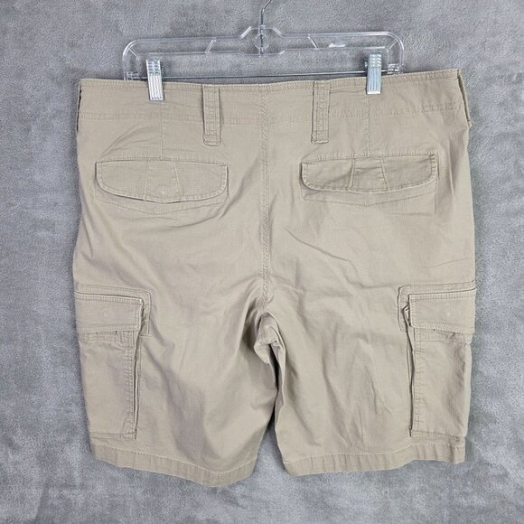 Mens Red Camel Beige Cargo Shorts Cotton Stretch 11" Inseam Drawstring Size 36 - Picture 6 of 10